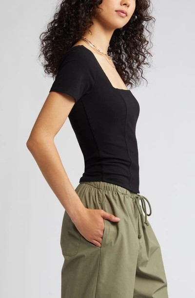 Bp. Corset Knit Top In Black Jet