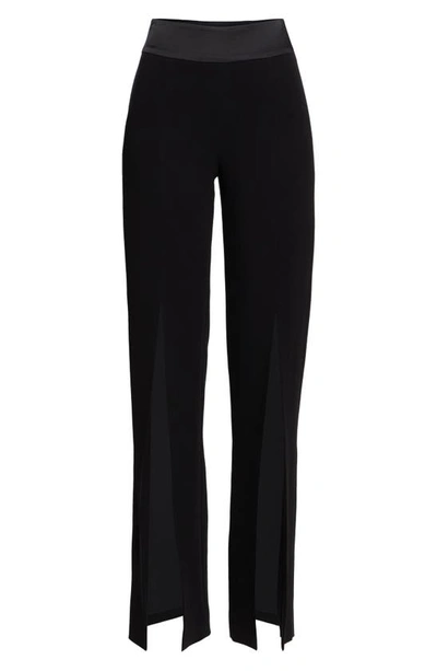 Shop Simkhai Jonathan  Front Slit Crepe Satin Combo Pants In Black