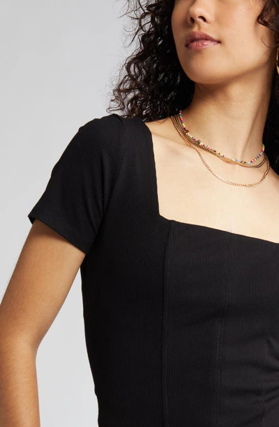 Bp. Corset Knit Top In Black Jet