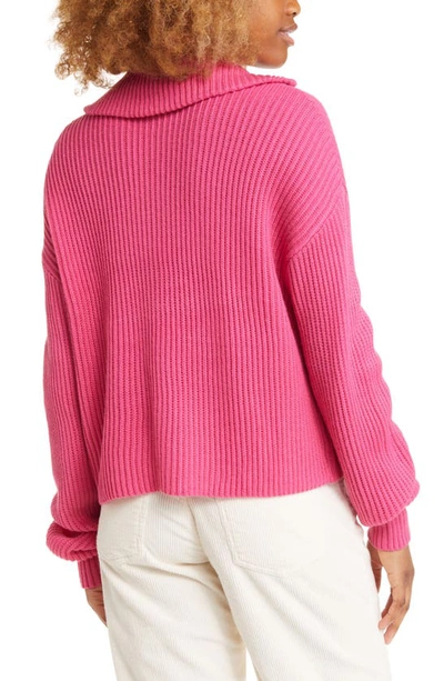 Shop Bp. Quarter Zip Pullover In Pink Magenta