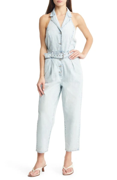 Shop Blanknyc Halter Neck Belted Denim Jumpsuit In Call My Name