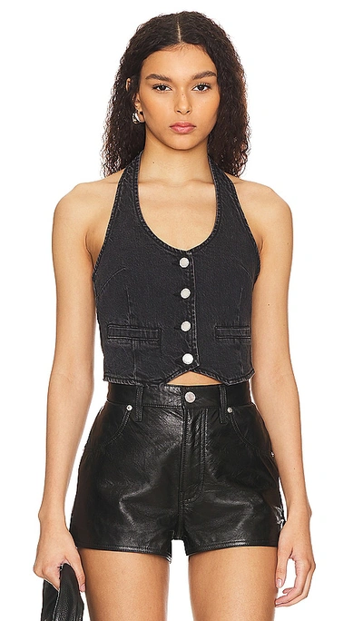 Rolla's Halter Denim Vest In Ash Black