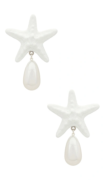 Shop Julietta Starfish Drop Earrings In 白色，珍珠