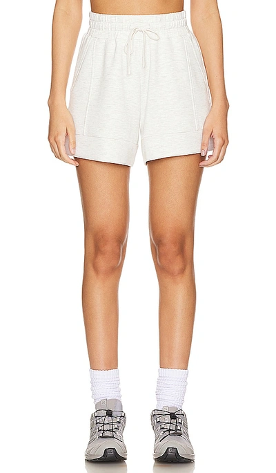 Varley Alder Drawstring Jersey Shorts In 象牙白夹花纱线