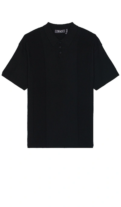 Shop Wao Short Sleeve Knit Polo In 黑色