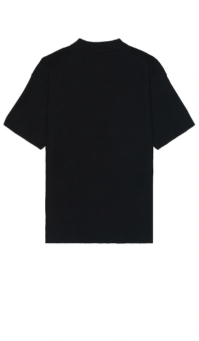 Shop Wao Short Sleeve Knit Polo In 黑色