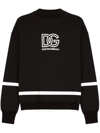 Shop Dolce & Gabbana Black Logo-print Cotton Sweatshirt