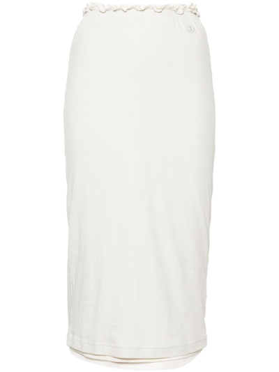Shop Jil Sander White Layered Cotton Midi Skirt In Neutrals