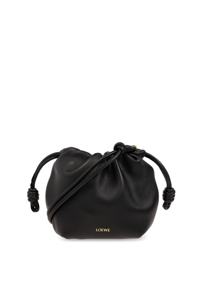 Shop Loewe Flamenco Drawstring Mini Shoulder Bag In Black
