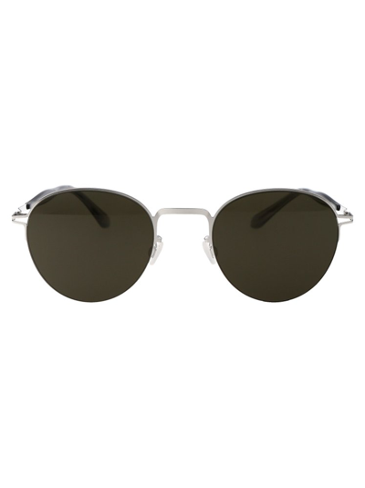Shop Mykita Tate Oval Frame Sunglasses In Silver