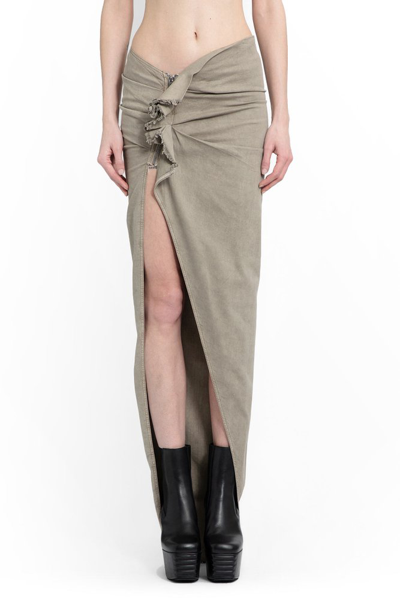Shop Rick Owens Drkshdw Edfu Gathered Denim Skirt In Grey