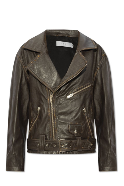Shop Iro Dylan Leather Jacket In Brown