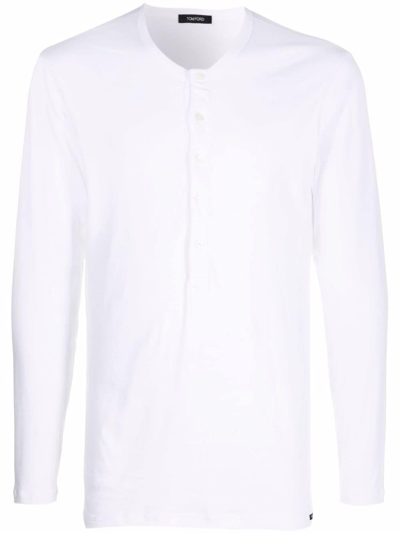 Shop Tom Ford T-shirt A Girocollo Henley In White