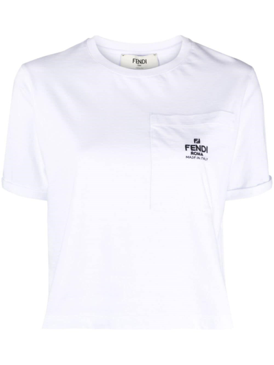 Shop Fendi T-shirt T-shirt In Jersey Bianco In White