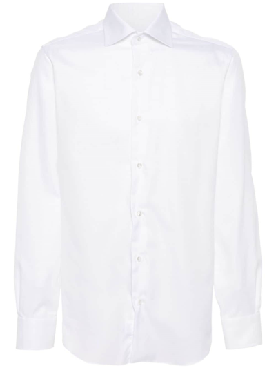 Shop Barba Camicia In Cotone Con Collo Francese In White