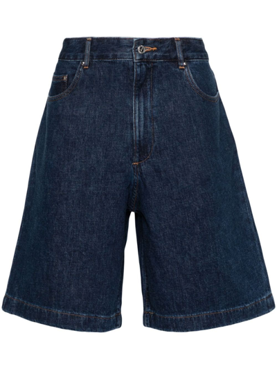 Shop Apc Shorts Denim Helio In Blue
