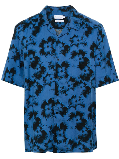 Shop Calvin Klein Camicia A Fiori In Blue