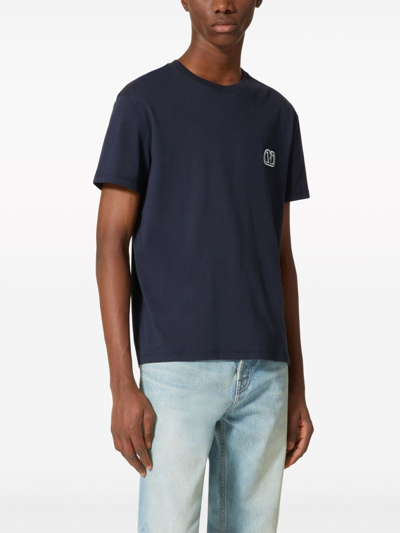 Shop Valentino T-shirt Vlogo Signature In Blue