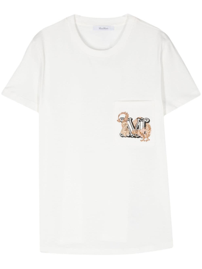 Shop Max Mara T-shirt Girocollo In White