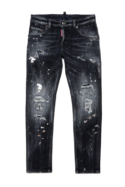 Shop Dsquared2 Kids Paint Splatter In Blue