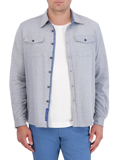 Shop Robert Graham Storrs Long Sleeve Knit Shirt Jacket In Blue