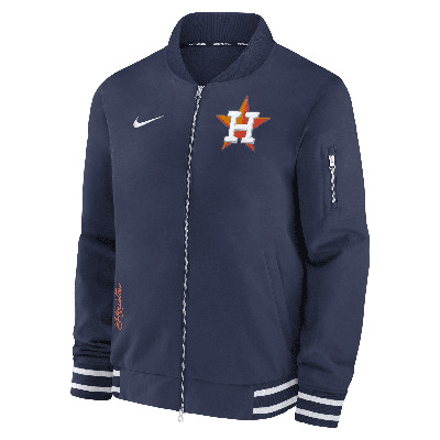 Shop Nike Houston Astros Authentic Collection  Men's Mlb Full-zip Bomber Jacket In Blue