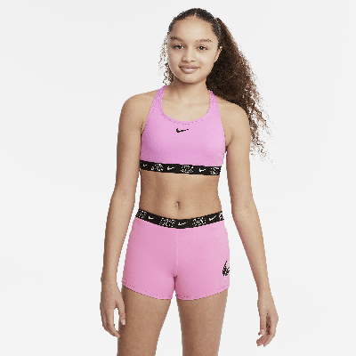 Shop Nike Swim Big Kids' (girls') Racerback Bikini & Shorts Set In Pink