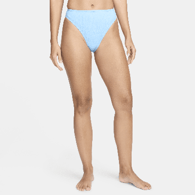 Shop Nike Women's High-waisted Bikini Swim Bottom In Blue