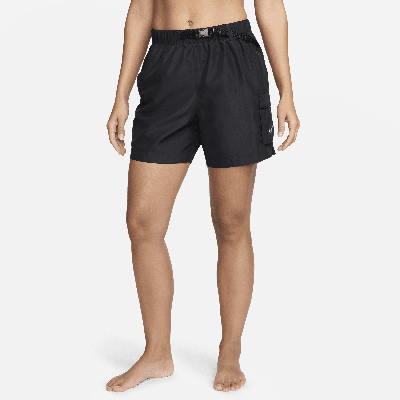 Shop Nike Women's Swim Voyage Cover-up Shorts In Black