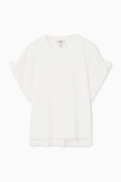 Shop Cos Smocked-sleeved T-shirt In White