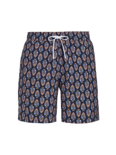 Shop Saks Fifth Avenue Men's Collection Fish Swim Shorts In Navy