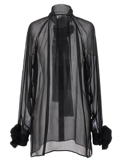 Shop Dolce & Gabbana Rose Chiffon Shirt In Black