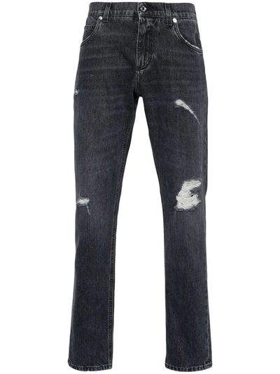 Shop Dolce & Gabbana Slim Fit Jeans Matching Variant In Grey