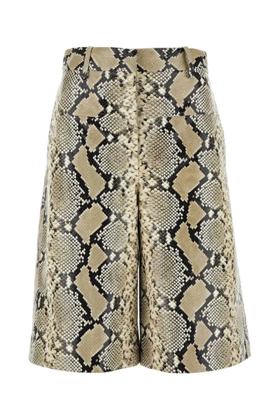 Jil Sander Python-effect Leather Bermuda Shorts In Animal Print