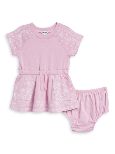 Shop Splendid Baby Girl's Bandana Print Dress & Bloomers Set In Peony