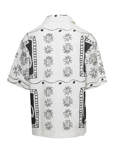 Shop Jacquemus White 'la Chemise Jean' Shirt With Abstract Print In Cotton Man