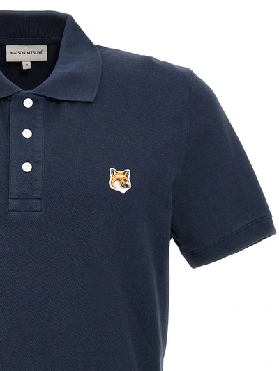 Shop Maison Kitsuné 'fox Head' Polo Shirt In Blue
