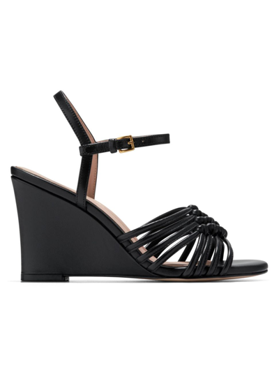 Shop Cole Haan Women's Jitney Knot Leather Wedge Sandals In Black
