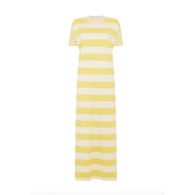 Shop Bella Freud Yellow Sunshine Striped T-shirt Dress
