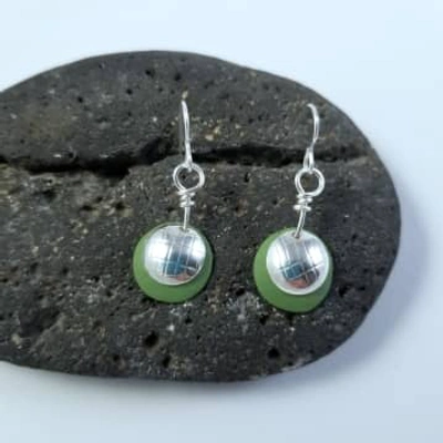 Shop Cresta Ceramics Sterling Silver And Green Porcelain Dome Earrings
