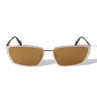 Shop Off-white Sunglasses In Gold