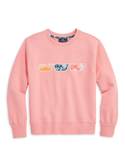 Shop Vineyard Vines Little Girl's & Girl's Whale Embroidery Crewneck Sweatshirt In Cayman