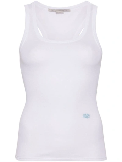 Shop Stella Mccartney Logo-embroidered Tank Top In Pure White