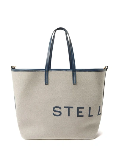Shop Stella Mccartney Logo-print Canvas Tote Bag In Ink