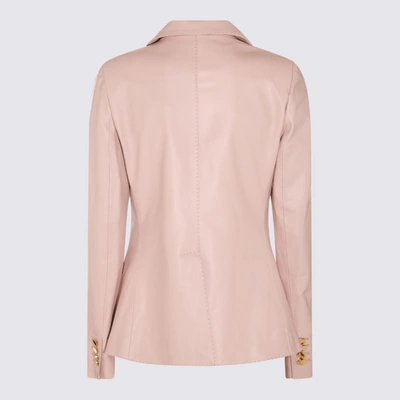 Shop Tagliatore Pink Leather Blazer