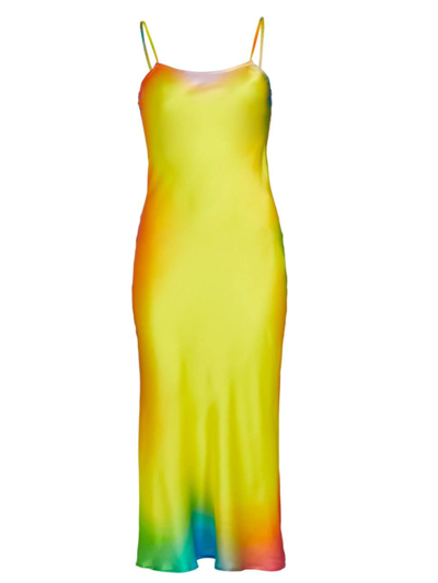 Shop Bruceglen Women's Sunny Day Gradient Silk Slip Dress In Yellow