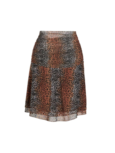 Shop Bruceglen Women's Linear Leopard Miniskirt In Brown