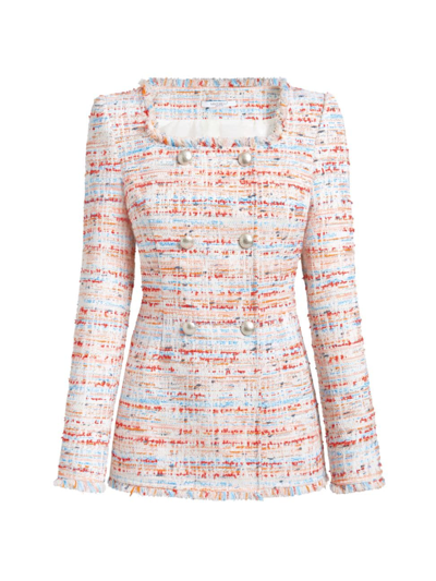 Shop Santorelli Women's Elara Cotton-blend Tweed Jacket In Shell