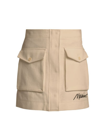 Shop Moschino Women's Signature Utilitarian Miniskirt In Beige