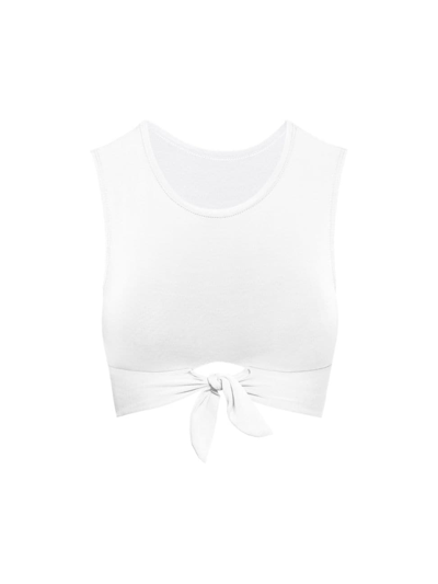 Shop Robin Piccone Women's Ava Cropped Swim Tank Top In White